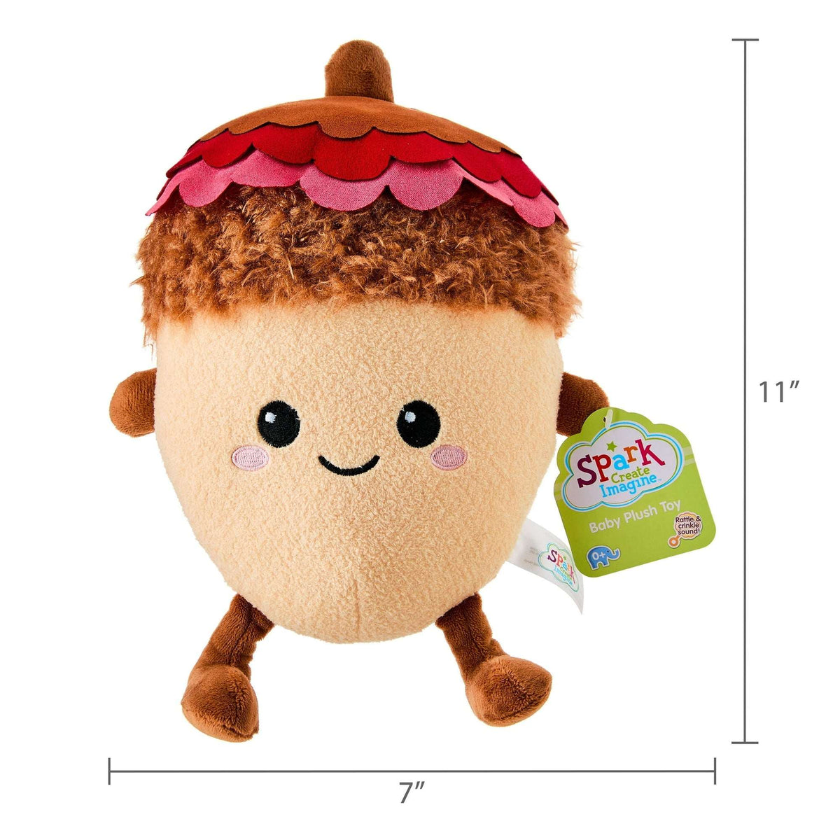 Spark.Create.Imagine. Acorn Plush Toy, Brown, 11"