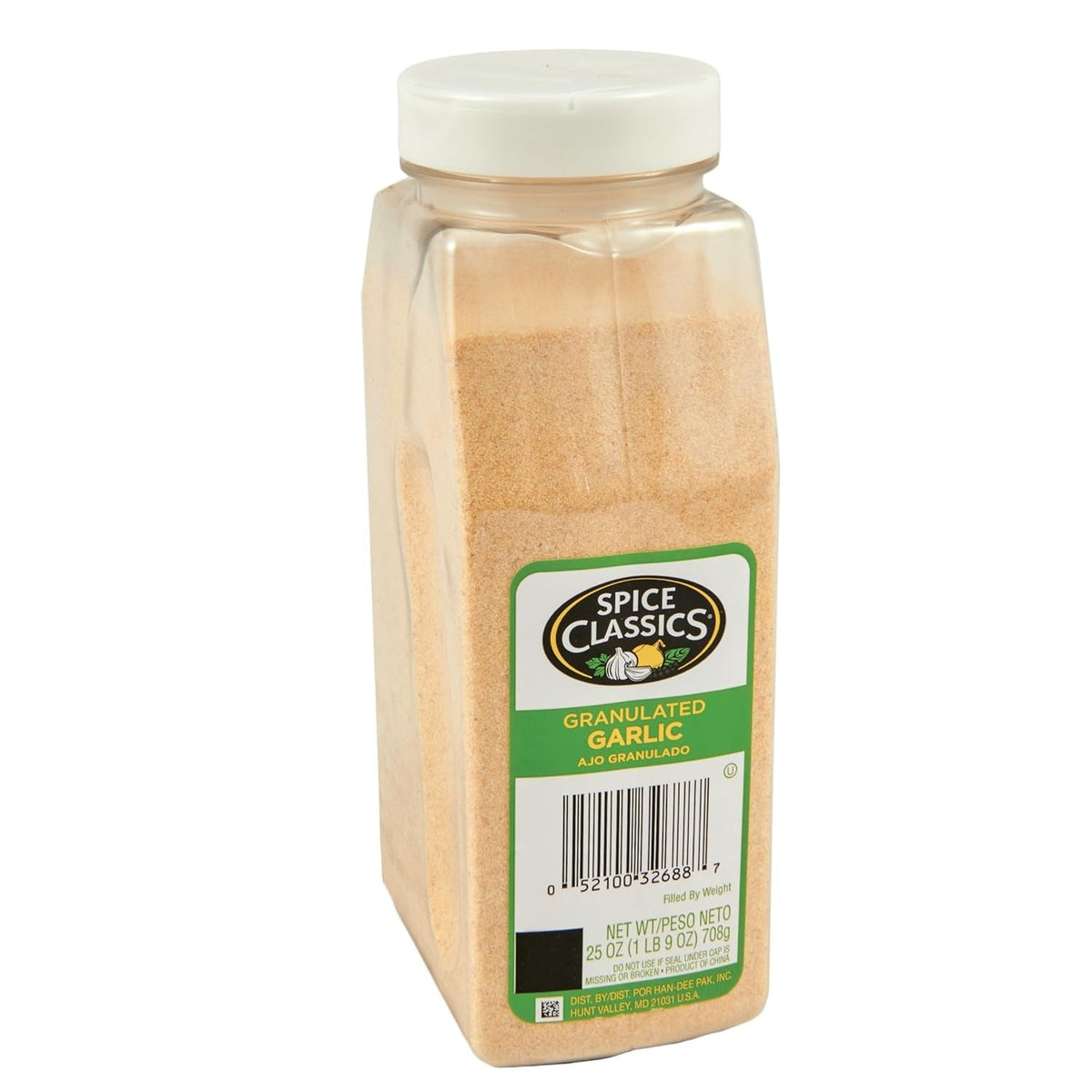 Spice Classics Granulated Garlic, 25 oz - One 25 Ounce Container of Garlic Powder Seasoning, Use on Vegetables, Meats, Rubs and Dressings for a Bold Flavor