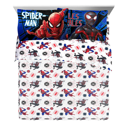Spider-Man Kids 3-Piece Twin Sheet Set, Microfiber, White, Marvel