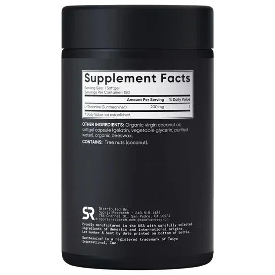 Sports Research L-Theanine Suntheanine 200 mg, 150 Softgels
