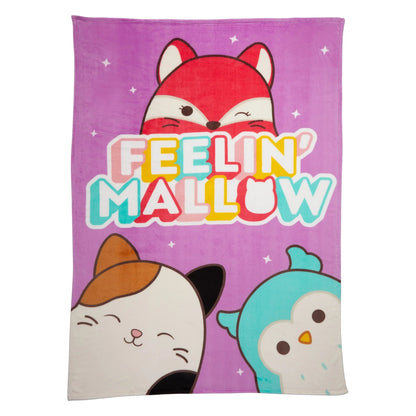 Squishmallows Kids Purple Print Fleece Bed Blanket, Twin/Full