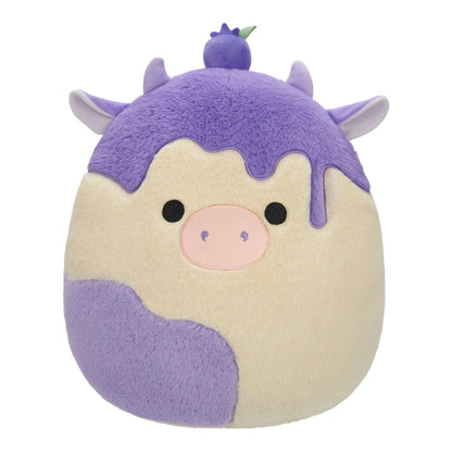 Squishmallows FuzzAMallow Official 12 inch Benito the Blueberry Cheesecake Cow - Child's Ultra Soft Plush Toy