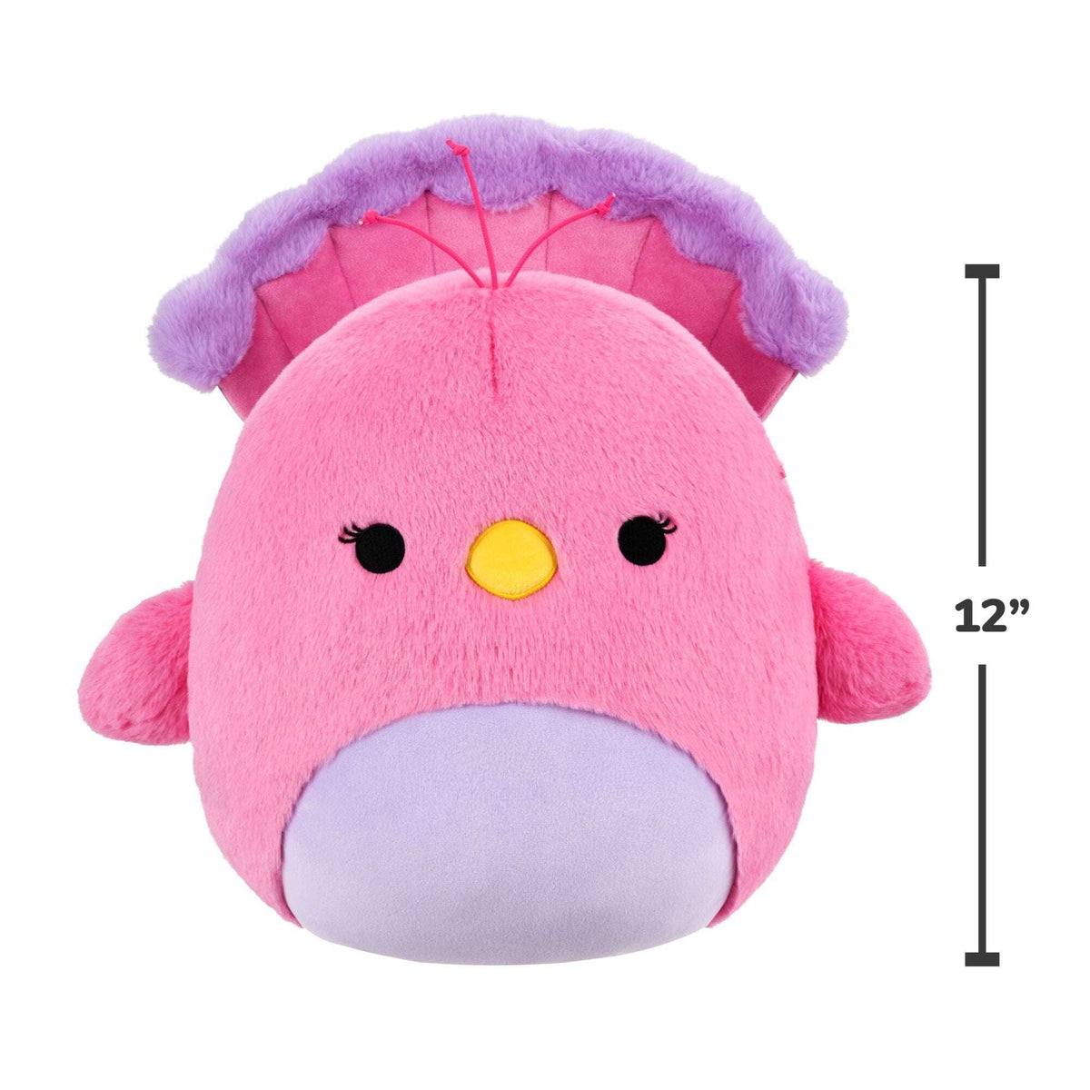 Squishmallows FuzzAMallow Official 12 inch Sweetpea the Pink and Purple Peacock - Child's Ultra Soft Plush Toy