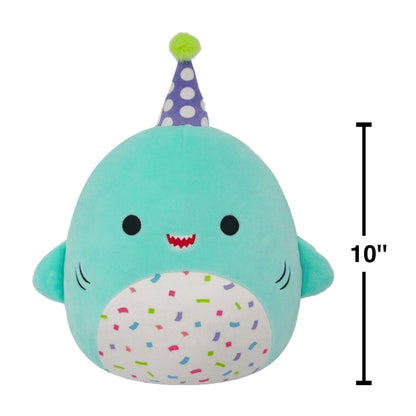 Squishmallows Original 10 inch Sharon the Teal Shark With Party Hat Confetti Belly - Child's Ultra Soft Plush Toy