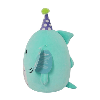 Squishmallows Original 10 inch Sharon the Teal Shark With Party Hat Confetti Belly - Child's Ultra Soft Plush Toy