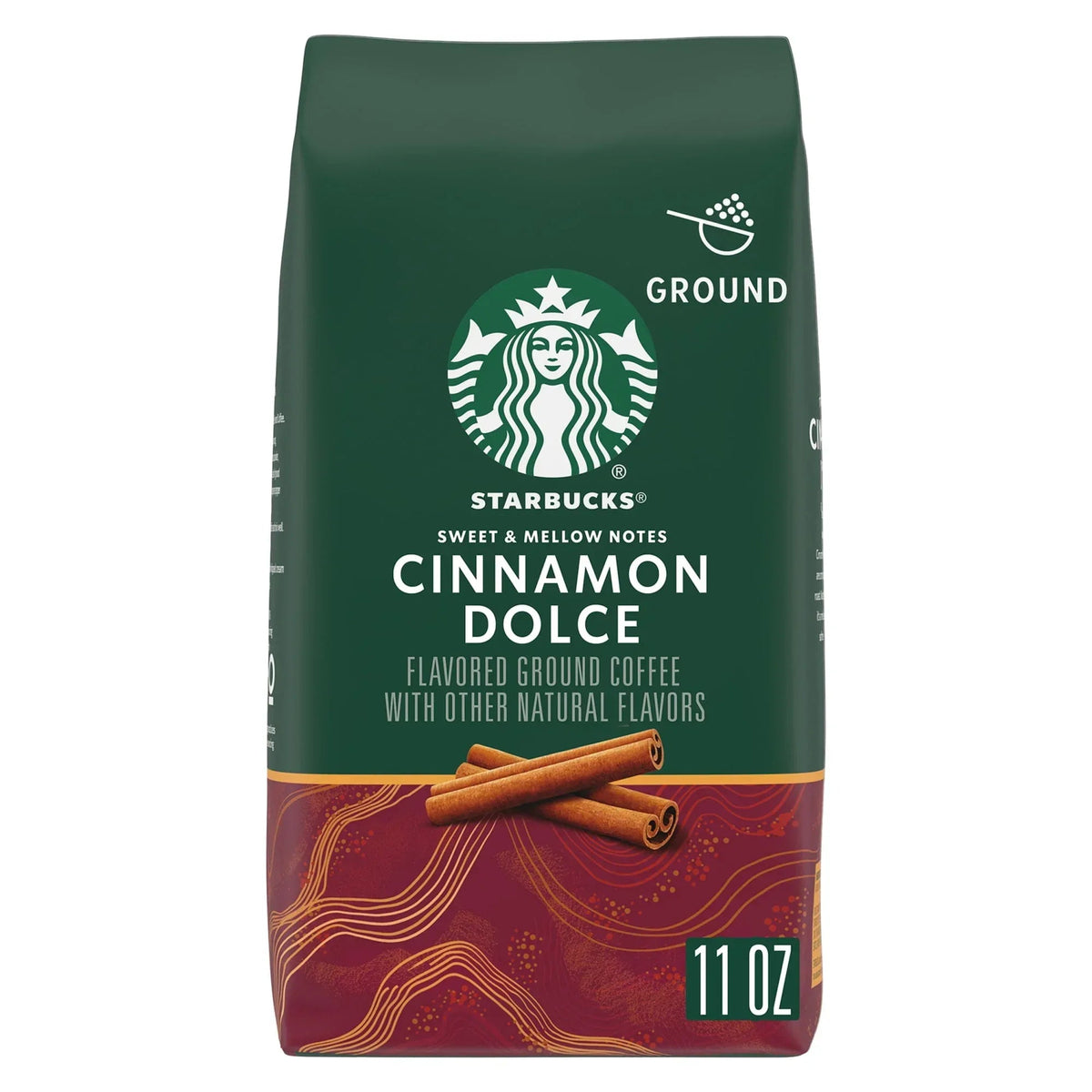Starbucks Cinnamon Dolce, Ground Coffee, Flavored Hot or Iced Coffee, 11 oz