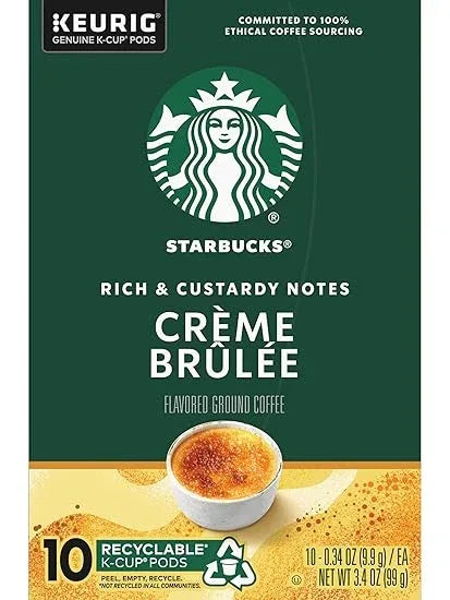 Starbucks Crème Brulée Flavored Blonde Roast Single Cup Coffee for Keurig Brewers, 10 Count - Pack of 2