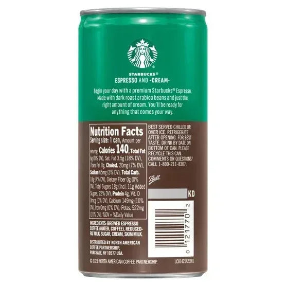 Starbucks Espresso, Espresso & Cream, 6.5 fl oz, 12-count