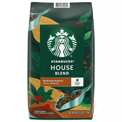 Starbucks House Blend Medium Roast Whole Bean Coffee, 40 oz.