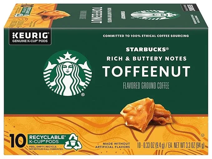 Starbucks K-Cup Coffee Pods, Flavored Hot or Iced Coffee, Toffeenut