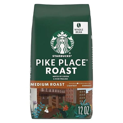 Starbucks Whole Coffee Beans, Medium Roast Hot or Iced Coffee, Pike Place Roast