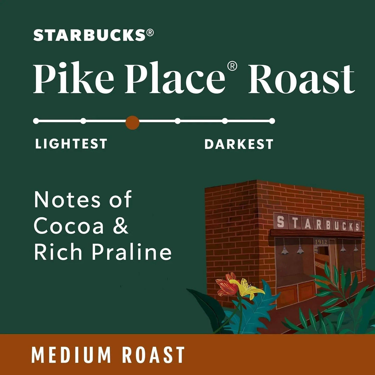 Starbucks Whole Coffee Beans, Medium Roast Hot or Iced Coffee, Pike Place Roast