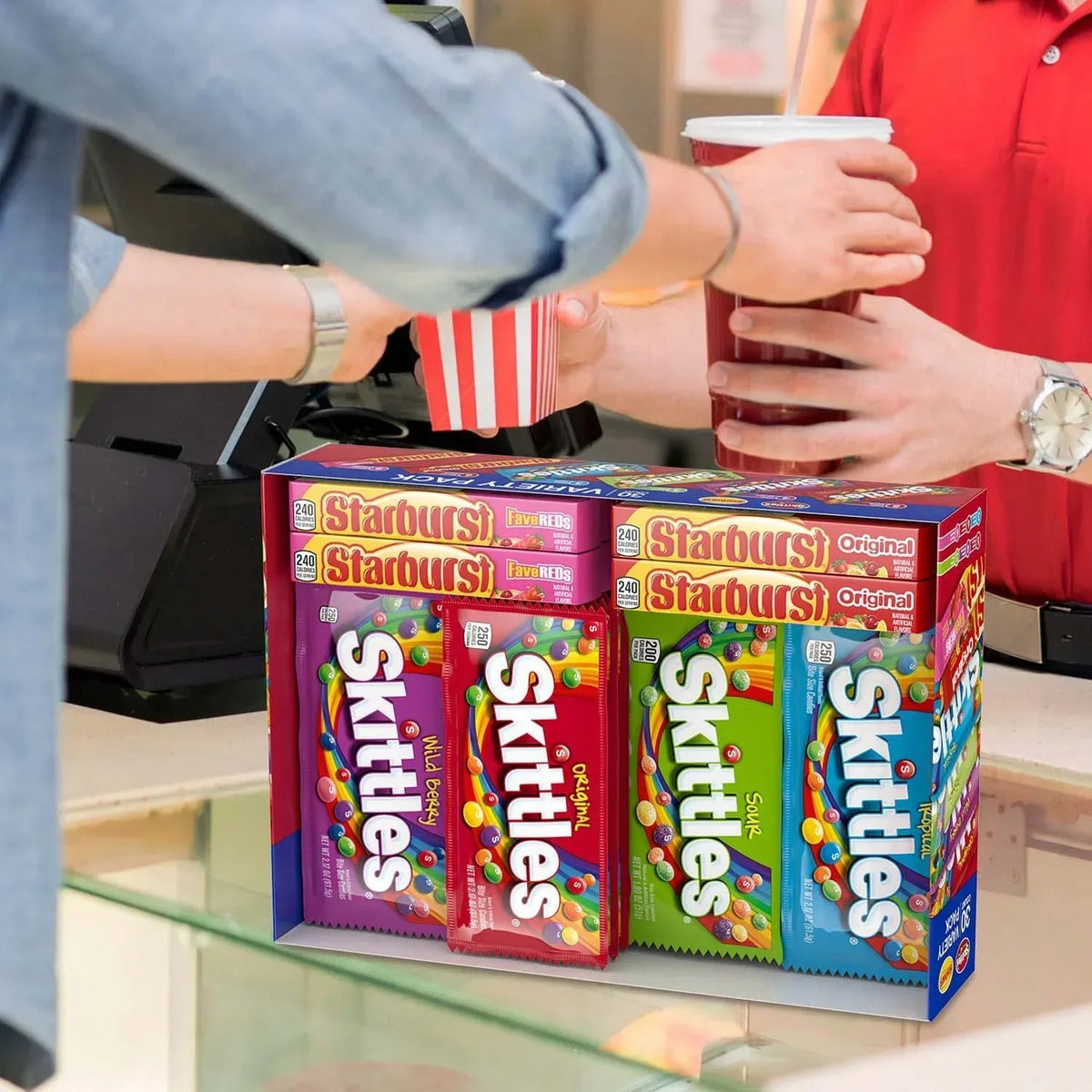 Starburst & Skittles Chewy Candy, Variety Box, Full Size, 30 pk.