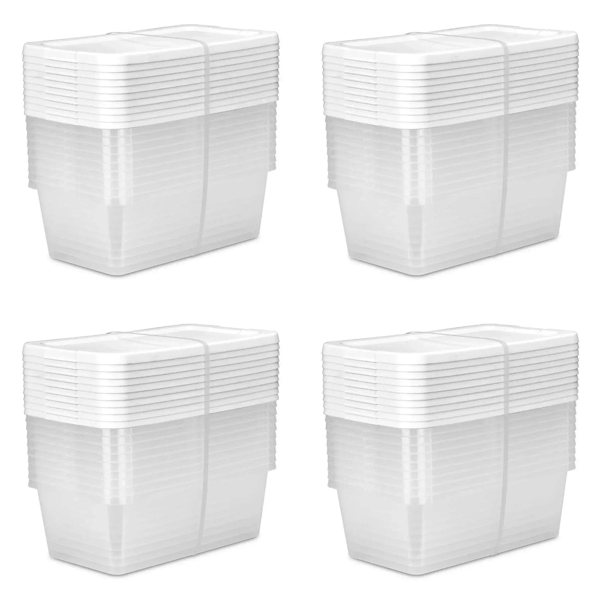 Sterilite Set of (10) 6 Quart Storage Boxes, Clear Plastic Storage Bin with Snap-On Lid, White