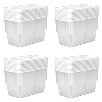 Sterilite Set of (10) 6 Quart Storage Boxes, Clear Plastic Storage Bin with Snap-On Lid, White