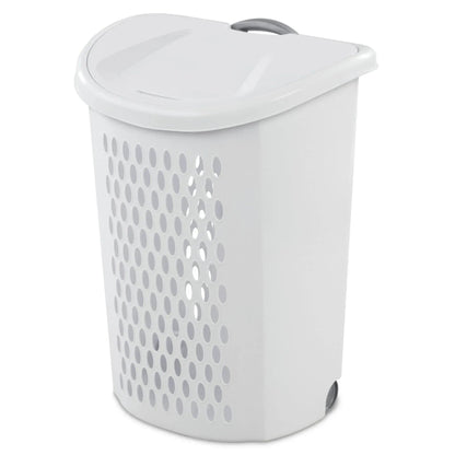 Sterilite Ultra™ Wheeled Hamper, Plastic Laundry Hamper with Handle and Wheels for Easy Transport, White