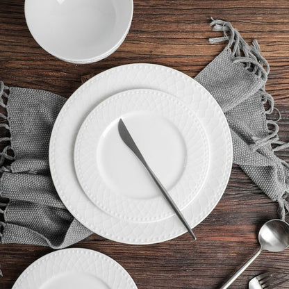 Stone Lain Alexandria 32-piece Bone China Basket Embossed Round Dinnerware Set