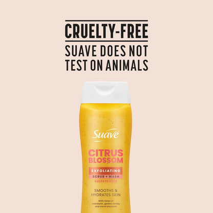 Suave Citrus Blossom Exfoliating Body Wash & Scrub With Glycerin & Vitamin E, 18 FL OZ