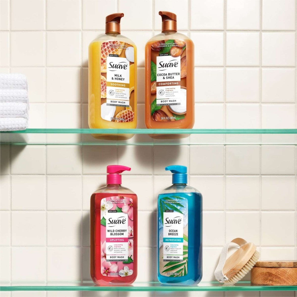 (2 PACK )Suave Cocoa Butter + Shea Moisturizing Body Wash with Glycerin & Vitamin E, 30 FL OZ Pump