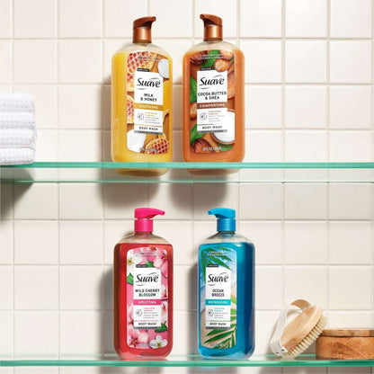 (2 PACK )Suave Cocoa Butter + Shea Moisturizing Body Wash with Glycerin & Vitamin E, 30 FL OZ Pump