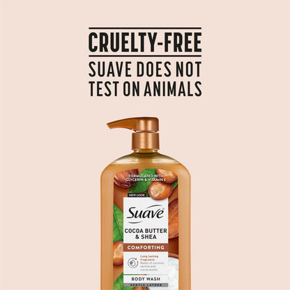(2 PACK )Suave Cocoa Butter + Shea Moisturizing Body Wash with Glycerin & Vitamin E, 30 FL OZ Pump