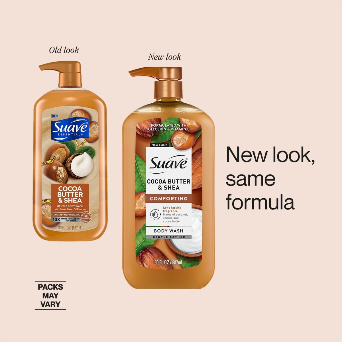 (2 PACK )Suave Cocoa Butter + Shea Moisturizing Body Wash with Glycerin & Vitamin E, 30 FL OZ Pump
