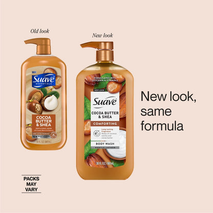 (2 PACK )Suave Cocoa Butter + Shea Moisturizing Body Wash with Glycerin & Vitamin E, 30 FL OZ Pump