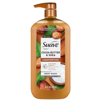 (2 PACK )Suave Cocoa Butter + Shea Moisturizing Body Wash with Glycerin & Vitamin E, 30 FL OZ Pump