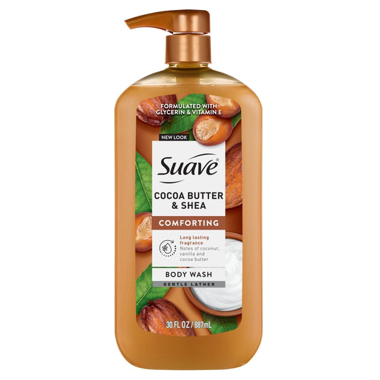 (2 PACK )Suave Cocoa Butter + Shea Moisturizing Body Wash with Glycerin & Vitamin E, 30 FL OZ Pump