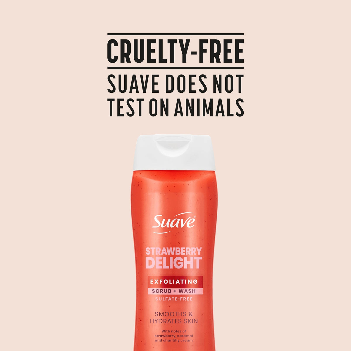 Suave Strawberry Delight Exfoliating Body Wash & Scrub with Glycerin & Vitamin E, Sulfate-Free Hydrating Cleanser for Soft, Smooth Skin, 18 fl oz (pack 4 )