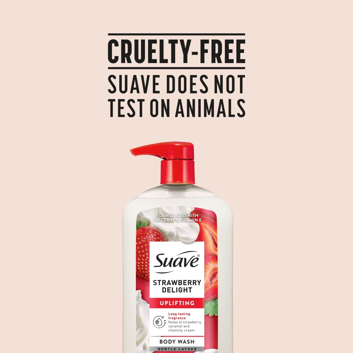 Suave Strawberry Delight Uplifting Body Wash, with Glycerin & Vitamin E, 30 FL OZ Pump