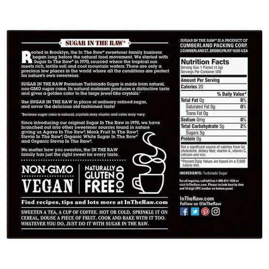 Sugar in the Raw Turbinado Cane Sugar, 4.5 g, 500-count