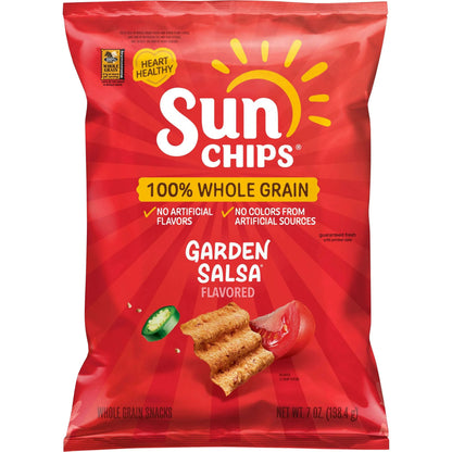 SunChips 100% Whole Grain Garden Salsa Snack Chips Bag, 7 oz