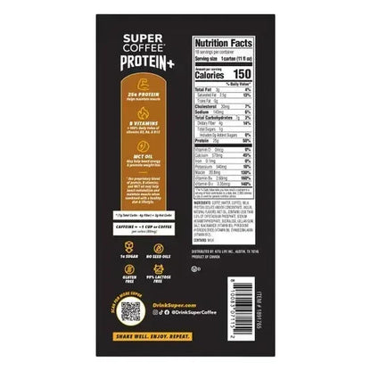 Super Coffee Protein+ 25g Shakes, Vanilla Latte, 11 fl oz, 18-pack
