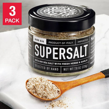 SuperSalt by Side Gig, Premium Sicilian Sea Salt Blend, 3 Pack, 15.6 oz. Total