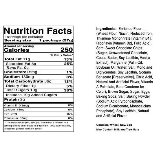 Sweet Serenity Bite Size Premium Cookies, Chocolate Chip, 2 oz, 30-count