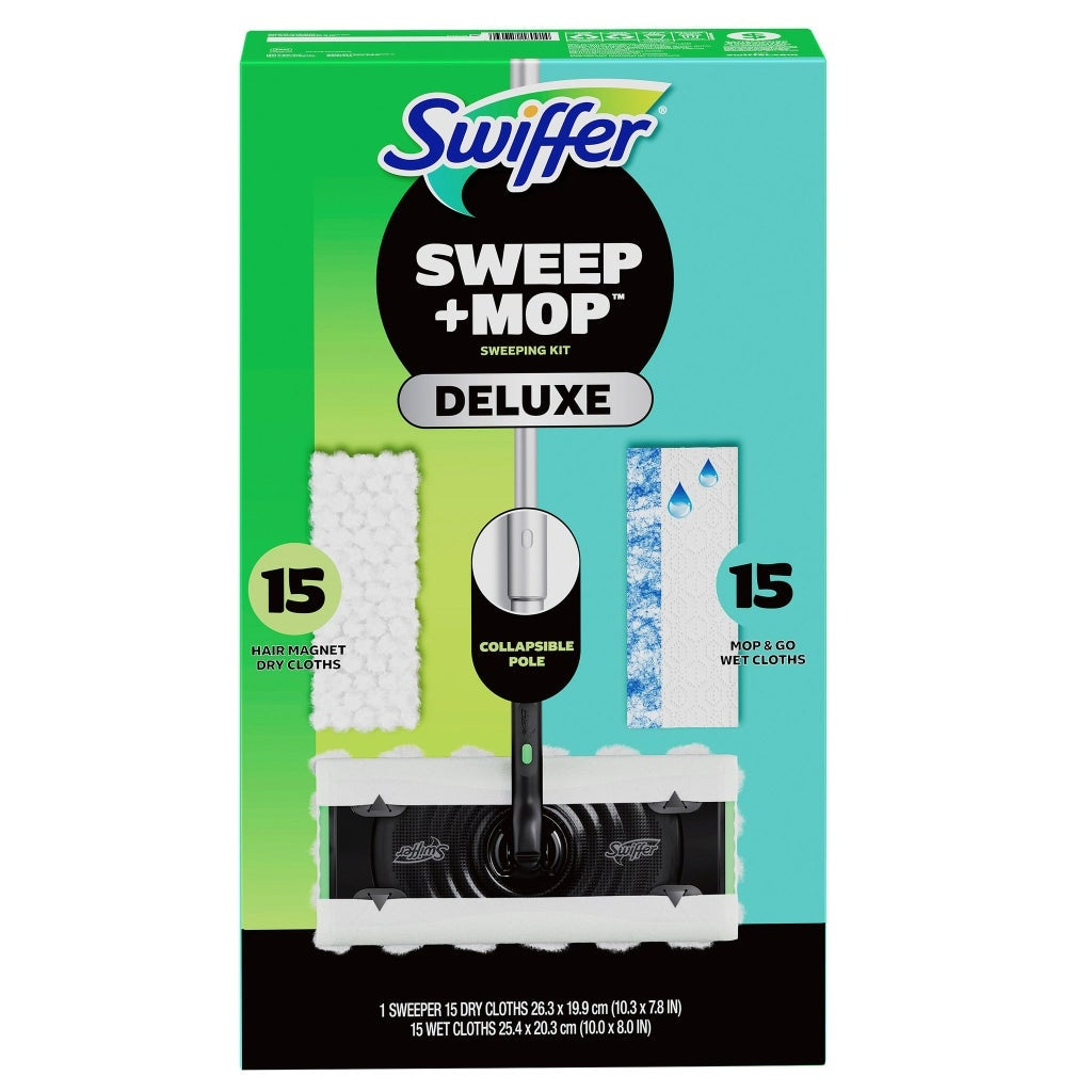 Swiffer Sweep + Mop Deluxe Sweeping Kit, 1 Sweeper + 30 Refills