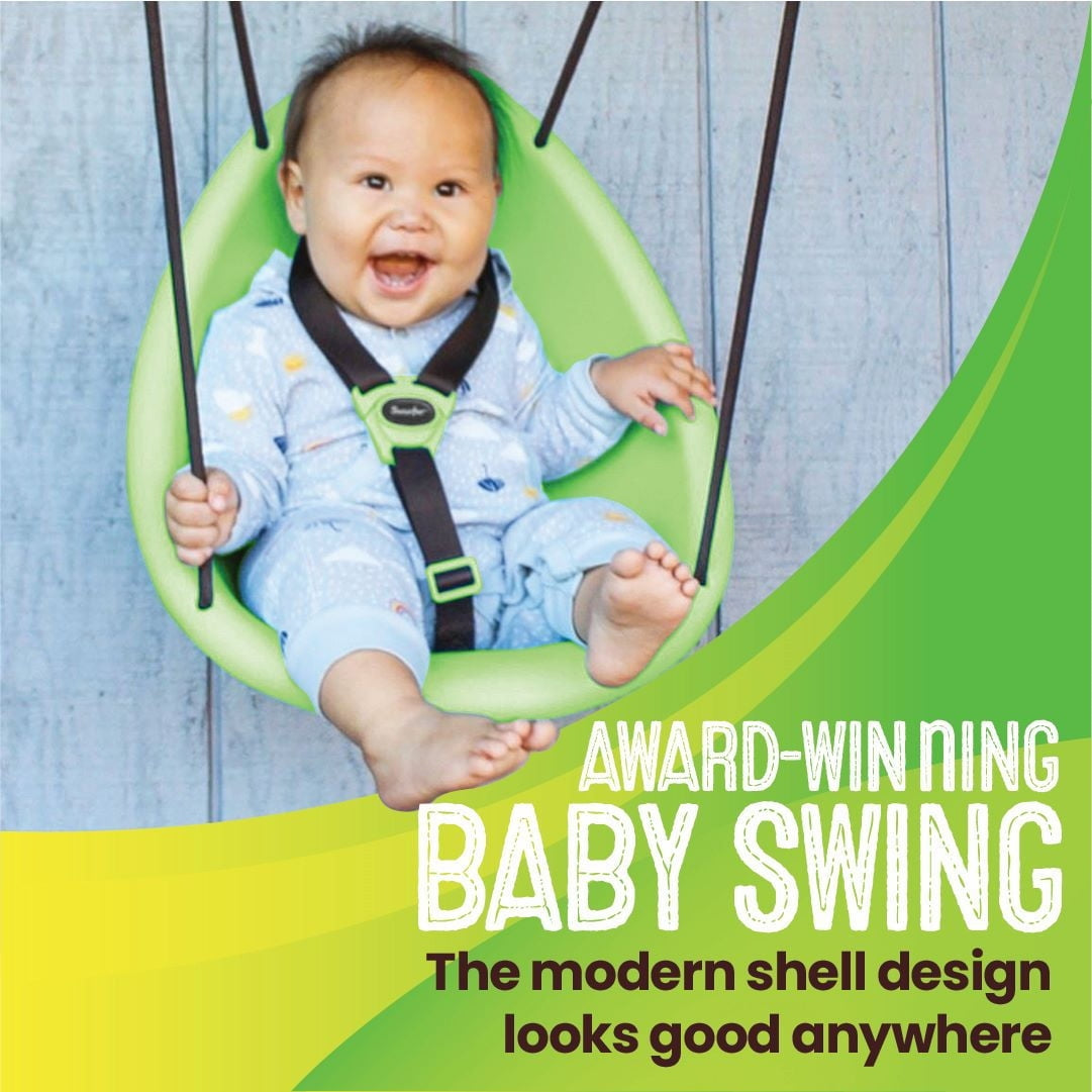 Swurfer Kiwi Baby - Toddler Swing with Foam-Lined Shell, Indoor and Outdoor Toy, Ages 6 Months+