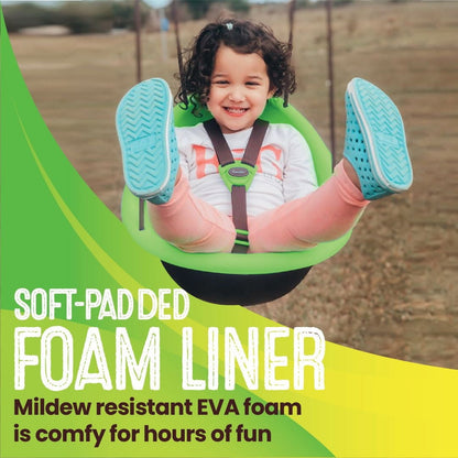 Swurfer Kiwi Baby - Toddler Swing with Foam-Lined Shell, Indoor and Outdoor Toy, Ages 6 Months+