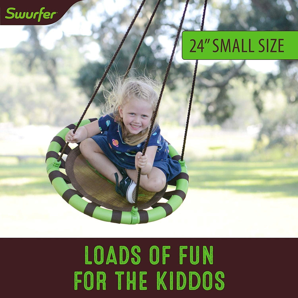 Swurfer Orbit 24" Tree Swing, Cool Feel Mesh Padded Saucer Swing Holds Up To 500 lbs