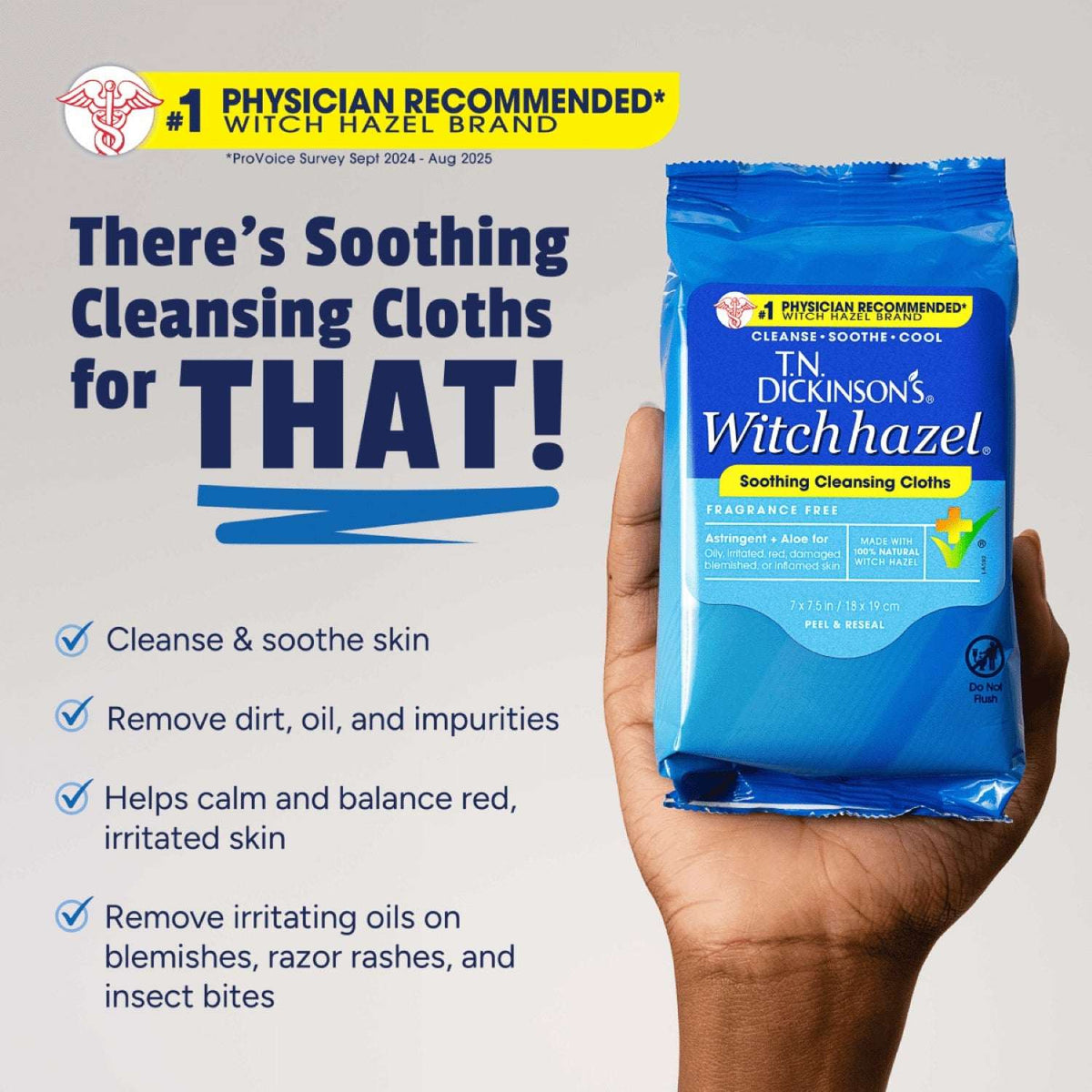 T.N. Dickinson's Witch Hazel Cleansing Cloths, 25 Count