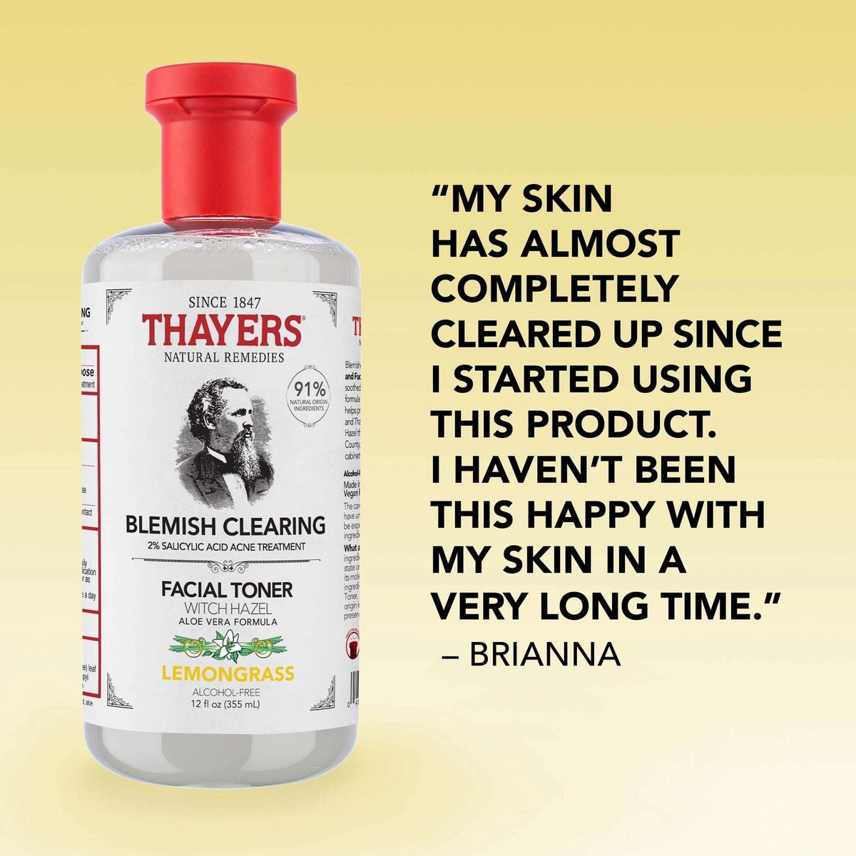 (2 PACK )THAYERS Blemish Clearing Salicylic Acid Toner, Acne Treatment Face Toner with 2% Salicylic Acid, Soothing and Non-Stripping Skin Care 12.0 fl. oz.