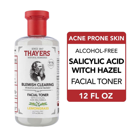 (2 PACK )THAYERS Blemish Clearing Salicylic Acid Toner, Acne Treatment Face Toner with 2% Salicylic Acid, Soothing and Non-Stripping Skin Care 12.0 fl. oz.