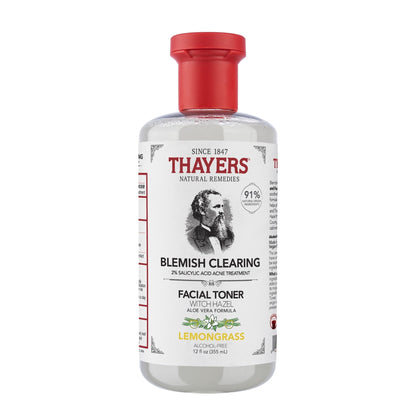(2 PACK )THAYERS Blemish Clearing Salicylic Acid Toner, Acne Treatment Face Toner with 2% Salicylic Acid, Soothing and Non-Stripping Skin Care 12.0 fl. oz.
