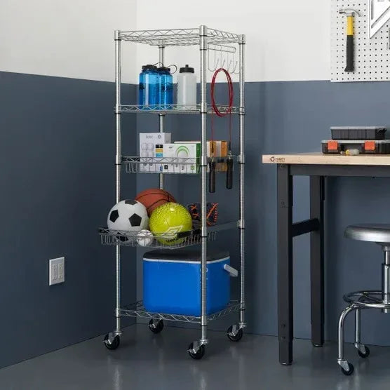 TRINITY EcoStorage 5-Tier NSF Rack w/ Sliding Pull-Out Baskets & Wheels