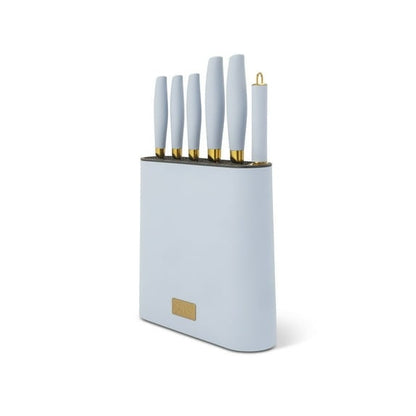 Thyme & Table 7-Piece Knife Block Set, Mint Green