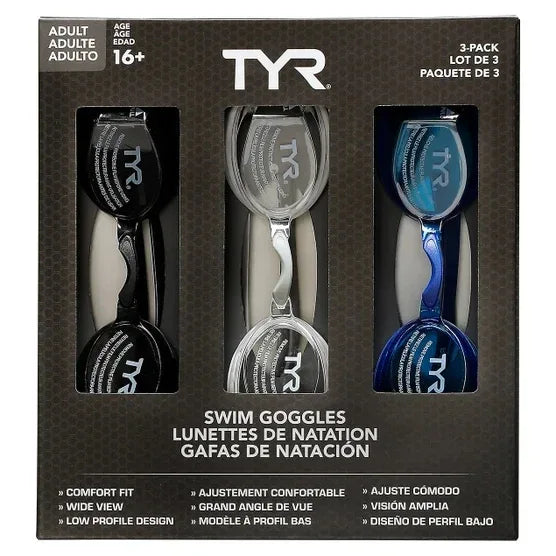 TYR Adult Swim Goggle 3-pack