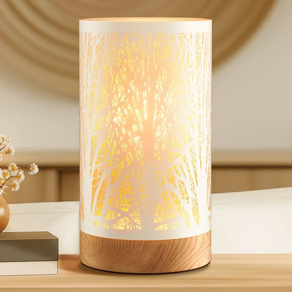 Table Lamps for Bedroom, 3-Way Dimmable Touch Control Bedside Lamp, Nightstand Lamp with Metal Branch Shade for Office, Living Room, Reading(E26 Light Bulb Included)