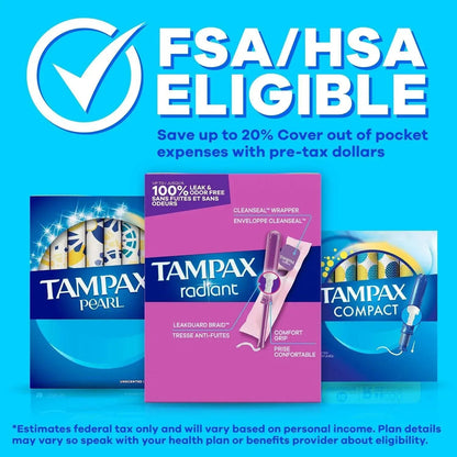 Tampax Pearl Tampons Trio Pack, Unscented, 86 ct.