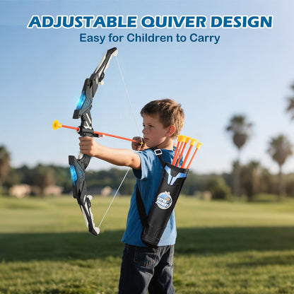 Kids LED Standing Archery Set with Bow & Arrows – Outdoor Sports Toy for Boys & Girls Ages 4-12, Safe & Fun Target Practice Game